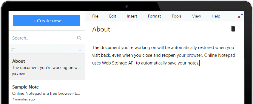 Drymedia Online Notepad Screenshot